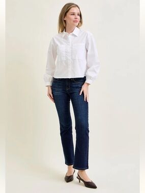 Judy Blue Daisy Whiskered Bootcut Jeans 29” Inseam Dark Wash